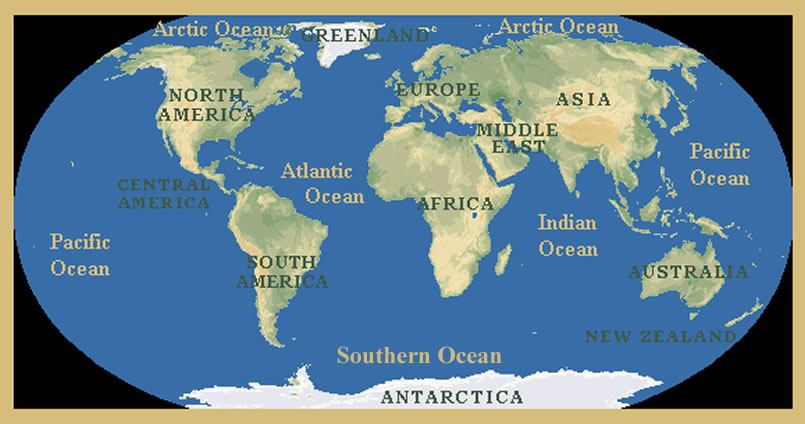 labeled map of the world continents and oceans Continents Oceans Lesson Elementary Social Studies My labeled map of the world continents and oceans