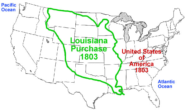 Look at the map of the Louisiana Purchase below. Louisianna Purchase